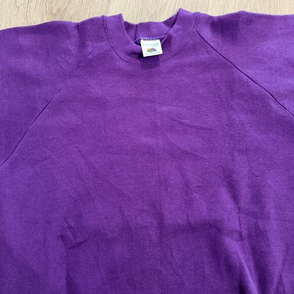 Vintage 90s Fruit Of The Loom Purple Blank Sweatshirt Raglan XL USA Made - Picture 4 of 10